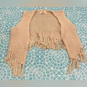 💛TODAY***$9***Ya Los Angeles natural beige asymmetrical fringed vest.